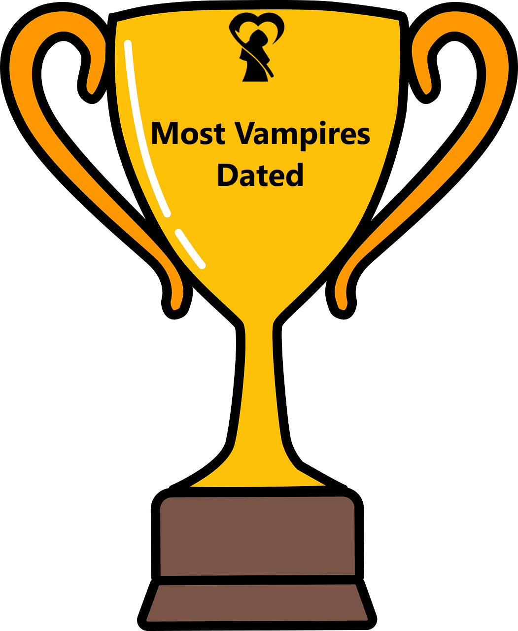 Matching trophy marked "most vampires dated"